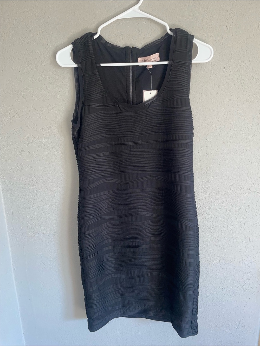 Philosophy Black Sleeveless Textured Shift Dress